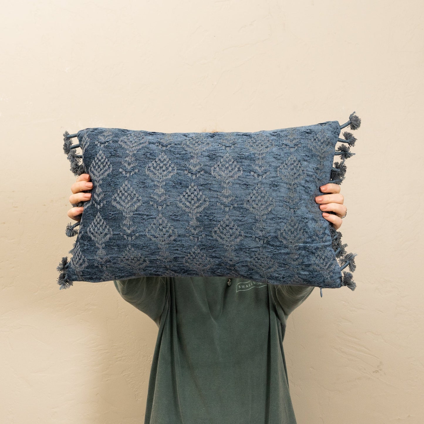 Embroidered Lumbar Pillow with Tassels