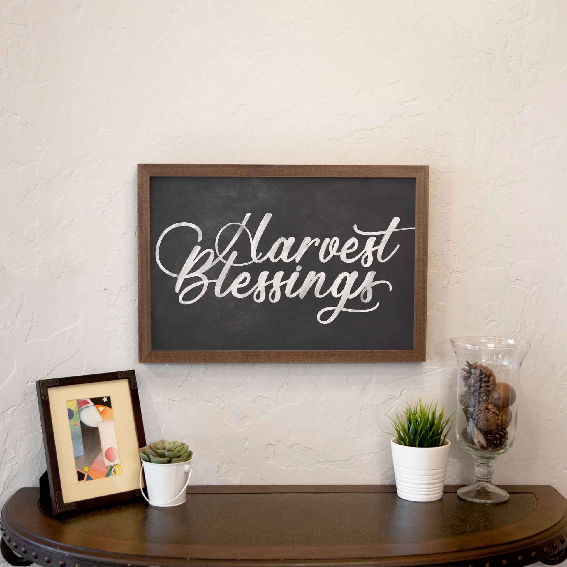 Smallwoods "Harvest Blessings" Sign with Wooden Frame