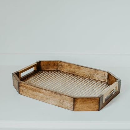 Wood Grid Mesh Decorative Trays